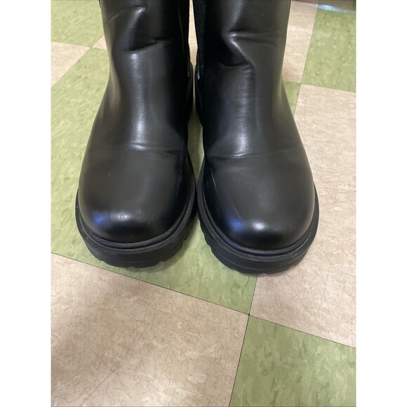 Soda Black Pull On Rounded Toe Chunky Block Heal Combat Ankle Boots 9 - Picture 6 of 7